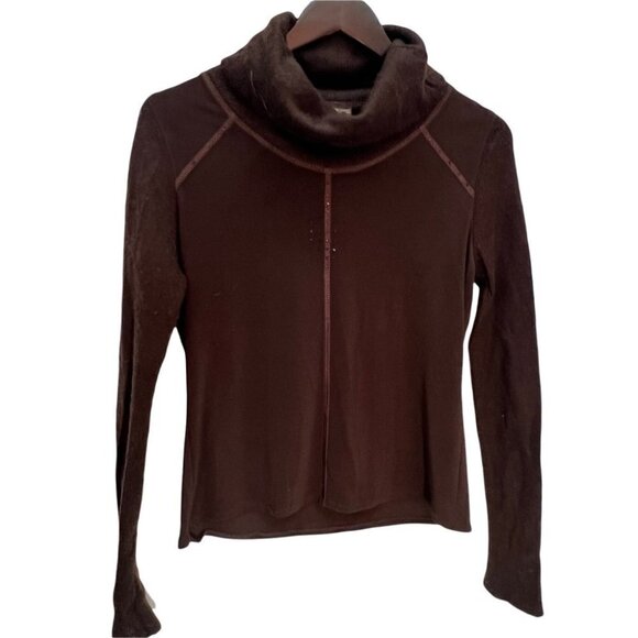 𝅺vintage 90's Vex🤎Wool Blend Brown Cowl Neck Sweater Size S - Picture 4 of 8